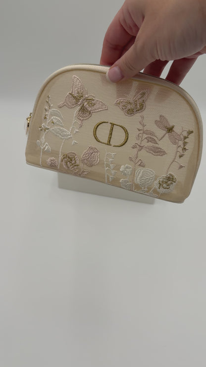 Dior Embroidered Butterfly Beauty Pouch – Limited Edition Zip Cosmetic Case
