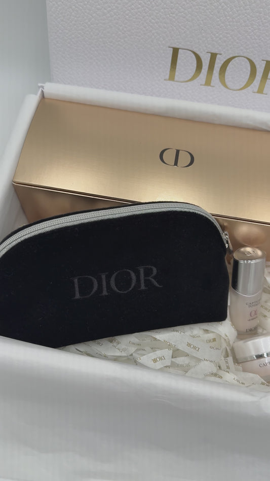 Dior Capture Totale Skincare Luxe Gift Box – Capture Totale Set | Velvet Pouch |Prestige Cotton Pads | Travel Case